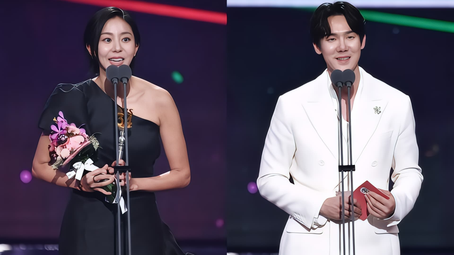 Yoo Yeon Seok at the 2025 SBS Entertainment Awards where he made his My Little Old Boy appearance pledge